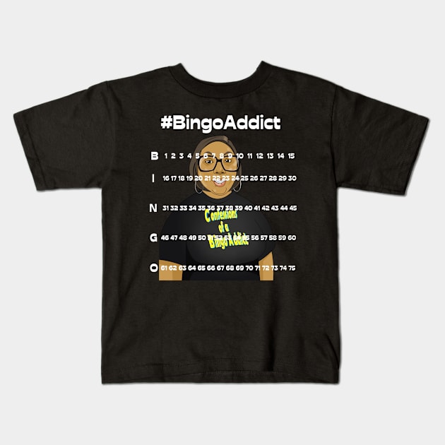 Bingo Board Bingo Addict Kids T-Shirt by Confessions Of A Bingo Addict